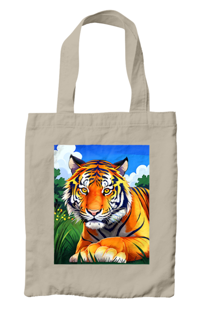 Сумка з принтом "Тигр у квітах". Тигр, тигр на природі, тигр у квітах. CustomPrint.market