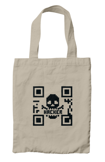 Сумка з принтом "Хакер hacker". Geek, hacker, ios, qr code, qr код, ай ті, айтішник, геймер, гік, іт, мем, позитив, пранк, програміст, розробник, хакер. 2070702