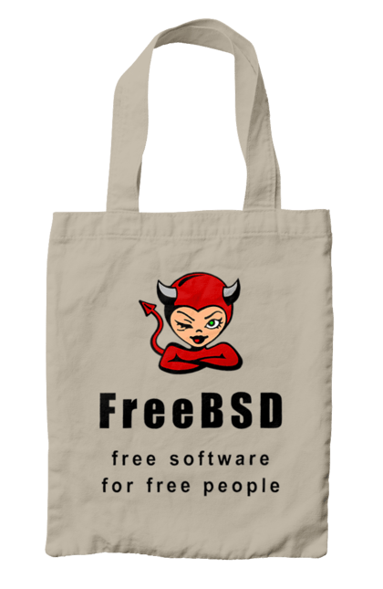 Сумка з принтом "Freebsd Для Вільних". Bsd, freebsd, unix, адміністратор, айті, айтішник, безкоштовна, безкоштовно, бестія, вільна, демон, демонесса, доступність, незалежність, операційна система, ос, програміст, програмне забезпечення, свобода, сисадмін, система, системний адміністратор, софт, текст, червоний, чорний. 2070702