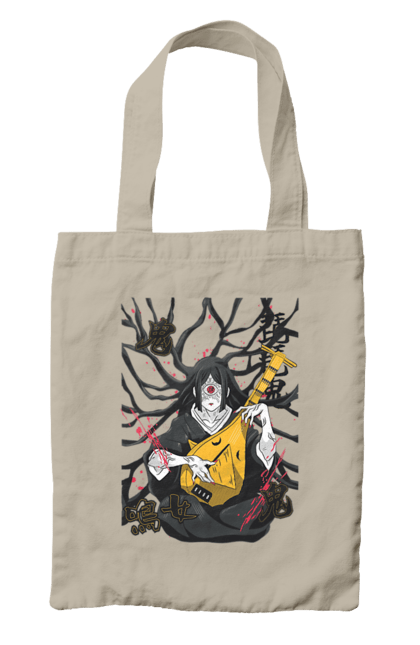 Bag with prints Demon Slayer Nakime. Anime, demon slayer, eternal paradise faith, kimetsu no yaiba, manga, nakime, twelve kizuki, upper rank six. 2070702