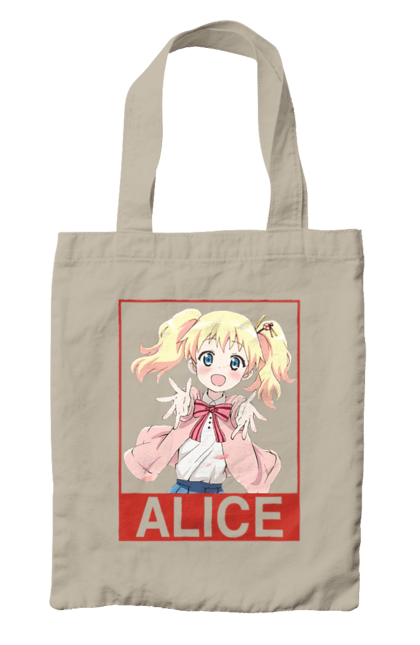 Сумка с принтом Золотая мозаика Алиса Картелет. Alice cartelet, anime, kiniro mosaic, kinmoza, manga, алиса, алиса картелет, аниме, золотая мозаика, манга. 2070702