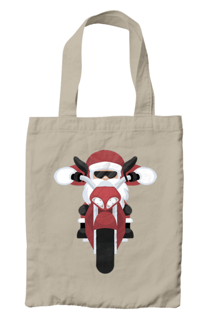 Сумка з принтом "Санта на мотоциклі". Мотоцикл, новий рік, різдво, санта. 2070702