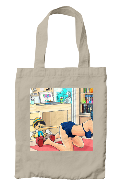 Сумка з принтом "Буратіно У Дорослій Казці". Бетмен, буратіно, гола, поцілунок, прикол. 2070702