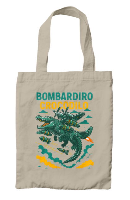 Сумка з принтом "Bombardino Crocodilo". Bombardino, bombardino crocodilo, crocodilo, бомбардіно крокоділо, крокодил, крокодил літак, крокодил мем, мем, мем бомбардине крокодило. 2070702