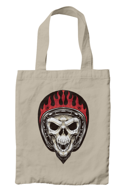 Сумка з принтом "Череп в мотошоломі". Мото, скелет, череп, шолом. 2070702