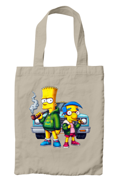 Bag with prints Bart Breaking Bad. Bart, breaking bad, cartoon, character, laboratory, milhouse, serial, simpson, simpsons. 2070702