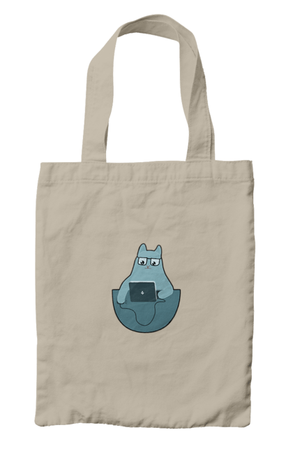 Сумка з принтом "Кіт програміст". Angular, c, css, html, it, javascript, jquery, php, python, react, svelt, vue, айтишник, айті, гумор, код, кодувати, прогер, програміст, програмісти, ти ж, ти ж програміст, тиж програміст. 2070702