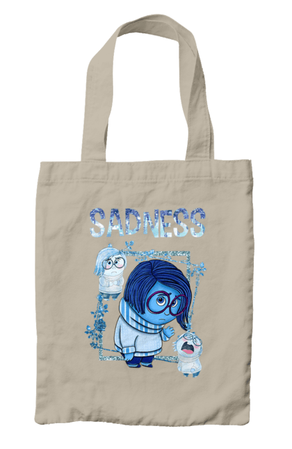 Bag with prints Inside Out Sadness. Cartoon, emotions, inside out, pixar, sadness. 2070702