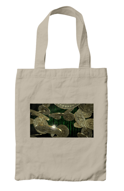 Сумка з принтом "Біткойн". Багатство, біткойн, валюта, гроші, криптовалюта, курс, майнінг, матриця, монета, розкіш, цифровий світ. 2070702