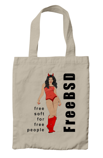 Сумка з принтом "Freebsd Для Вільних". Bsd, freebsd, unix, адміністратор, айті, айтішник, безкоштовна, безкоштовно, бестія, вільна, демон, демонесса, дівчина, для дорослих, доступність, еротика, еротична, жінка, незалежність, операційна система, ос, програміст, програмне забезпечення, свобода, сисадмін, система, системний адміністратор, софт, текст, червоний, чорний. 2070702