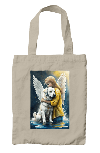 Сумка з принтом "Дівчинка та собака ангел [память загиблим тваринам]". Дівчинка та собака, крим, нова каховка, память загиблим тваринам, собака ангел, україна, херсон. 2070702