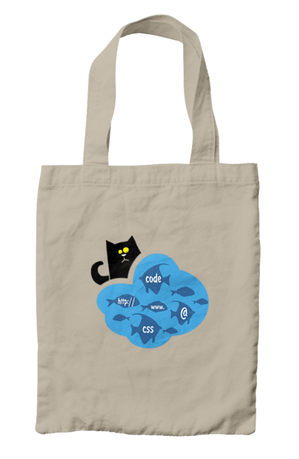 Сумка з принтом "Кіт програміст". Angular, c, css, html, it, javascript, jquery, php, python, react, svelt, vue, айтишник, айті, гумор, код, кодувати, прогер, програміст, програмісти, ти ж, ти ж програміст, тиж програміст. 2070702