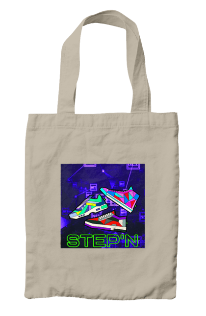 Сумка з принтом "Step`n". Віртуальні кросівки, крипта, криптовалюти, нфт, нфт кросівки, солана, степен. 2070702