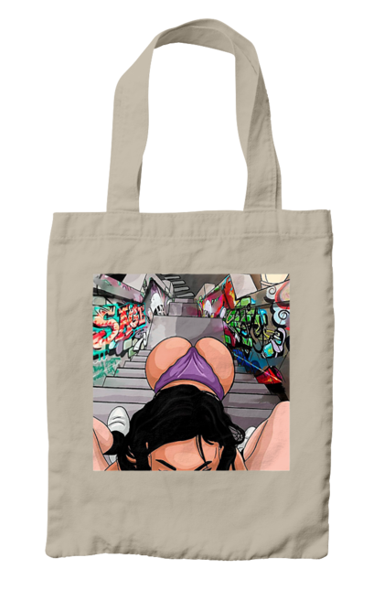 Сумка з принтом "Дівчина На Колінах Перед Хлопчиною". Гола, жопа, на колінах, смоктати. 2070702