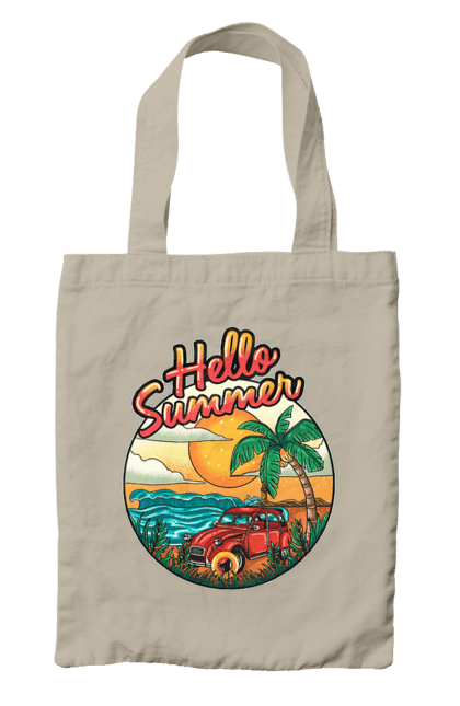 Сумка з принтом "Привіт Літо, Машина Біля Моря". Літо, машина, острів, пальма, пляж. 2070702