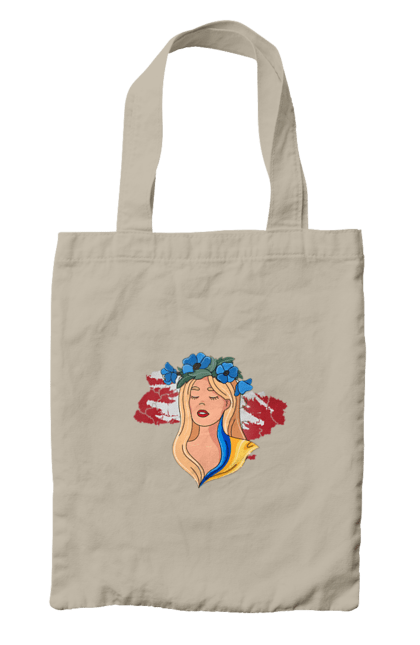 Сумка з принтом "Дівчина на карті України". Дівчина, дівчина на карті, жовтий, карта україни, квіти, прапор, синій, україна, червоний. 2070702