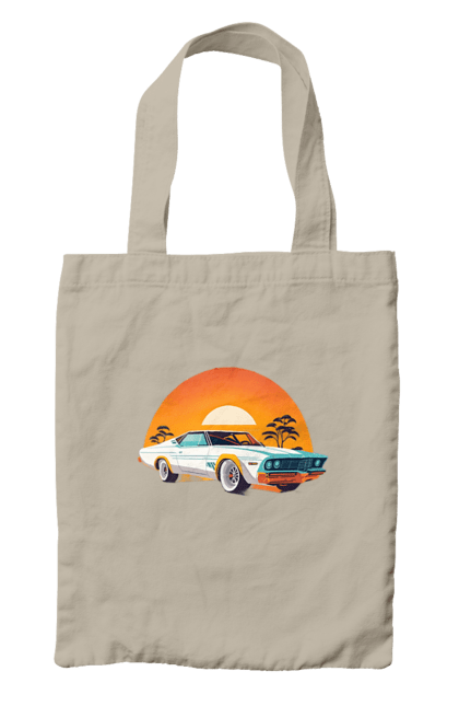 Bag with prints Beautiful car at sunset. Auto, decline, sun. 2070702
