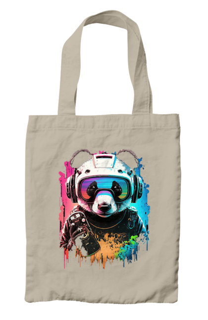 Сумка з принтом "Панда в VR шолом". Віртуальна реальність, гік, панда, персонаж, шолом. 2070702