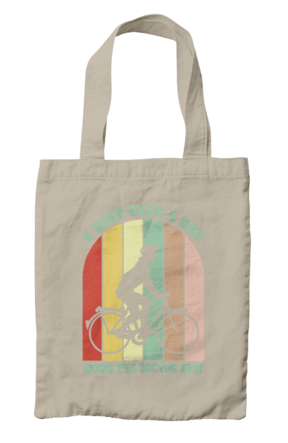 Сумка с принтом Поездка на велосипеде. Велопрогулка, велосипед, здоровый образ жизни, зож, поездка на велосипеде. 2070702