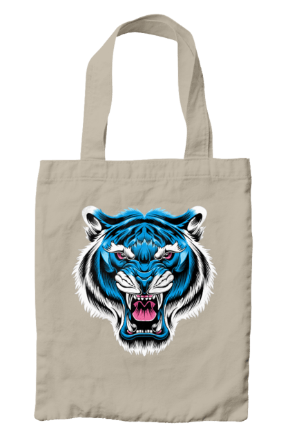 Сумка з принтом "Блакитний тигр". Блакитний тигр, голова тигра, тварини, тигр. CustomPrint.market