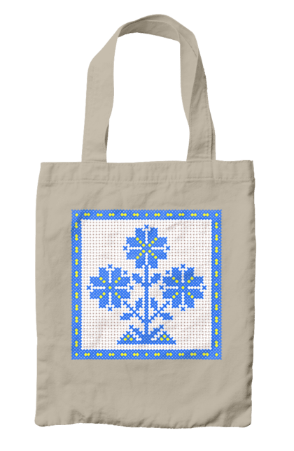 Сумка з принтом "Жовто блакитна вишивка квіти". Вишивка, вишивка хрестиком, квіти, символ україни, традиції україни, україна. 2070702