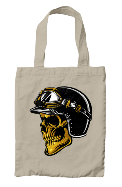 Сумка з принтом "Череп в мотошоломі". Крутий, очі, череп, шолом. 2070702