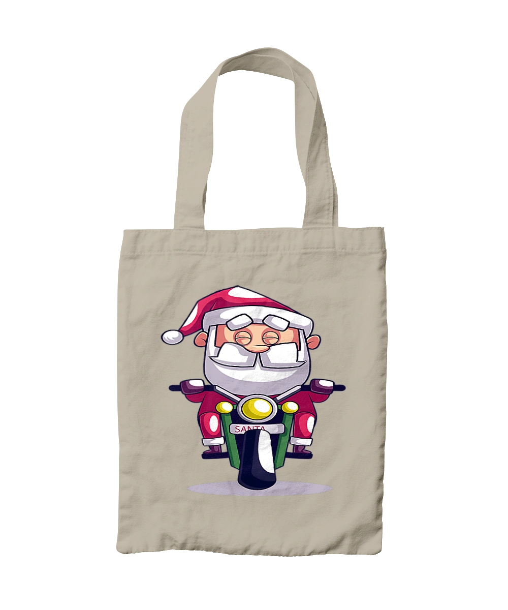 Happy Santa on a motorcycle