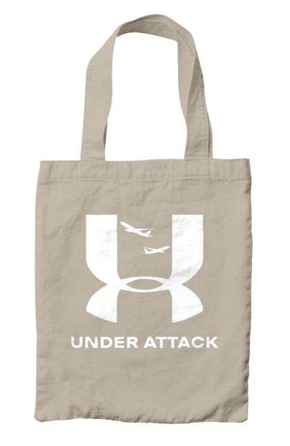 Сумка з принтом "Under Attack white". Андер армор, бренди, гумор, приколи, прикольні, ундер армор. 2070702
