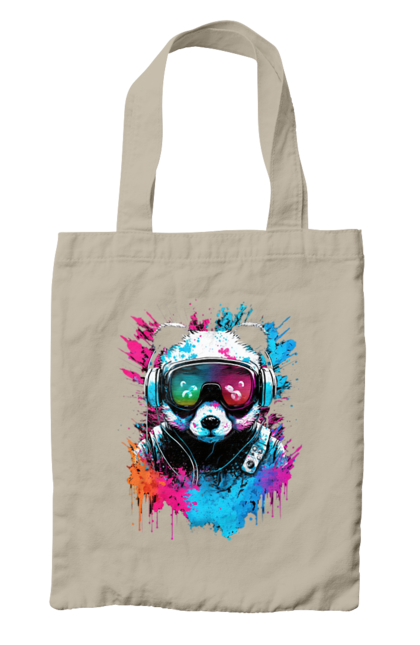 Сумка з принтом "Панда в VR шолом". Віртуальна реальність, гік, панда, персонаж, шолом. 2070702
