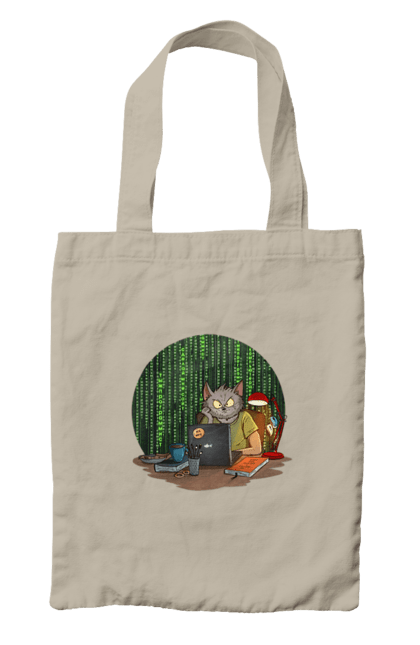 Сумка з принтом "Кіт програміст". Angular, c, css, html, it, javascript, jquery, php, python, react, svelt, vue, айтишник, айті, гумор, код, кодувати, прогер, програміст, програмісти, ти ж, ти ж програміст, тиж програміст. 2070702