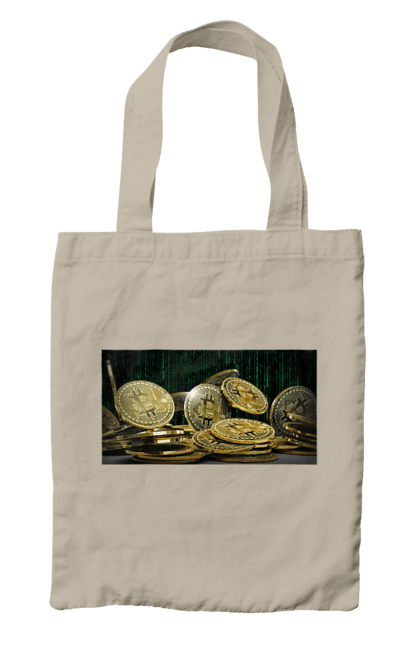 Сумка з принтом "Біткойн". Багатство, біткойн, валюта, гроші, криптовалюта, курс, майнінг, матриця, монета, розкіш, цифровий світ. 2070702