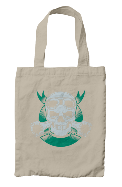 Сумка з принтом "череп мотолюбитель". Байк, мото, окуляри, череп. 2070702