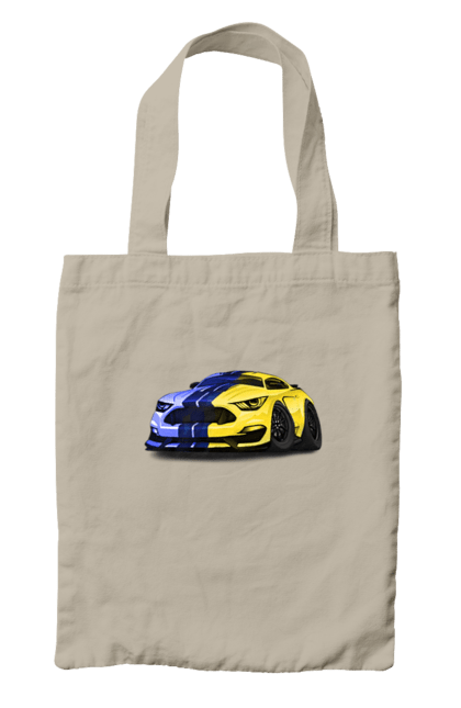 Сумка з принтом "Український мустанг". Жовто блакитне авто, кольори україни, машина, мустанг, суперкар, форд мустанг, шелбі. 2070702