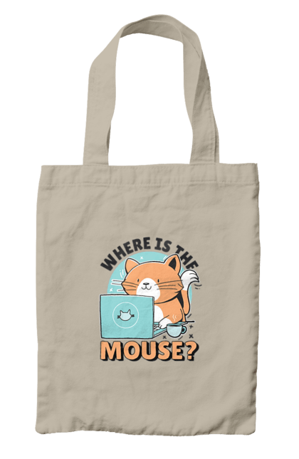 Сумка з принтом "Де миша?". Angular, c, css, html, it, javascript, jquery, php, python, react, svelt, vue, айтишник, айті, гумор, код, кодувати, прогер, програміст, програмісти, ти ж, ти ж програміст, тиж програміст. 2070702