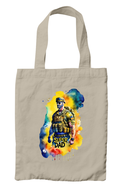 Сумка з принтом "Супер тато ЗСУ". День батька, день тата, зсу, люблю тата, супер, супер тато, супер тато зсу, тато, тато зсу, україна. 2070702