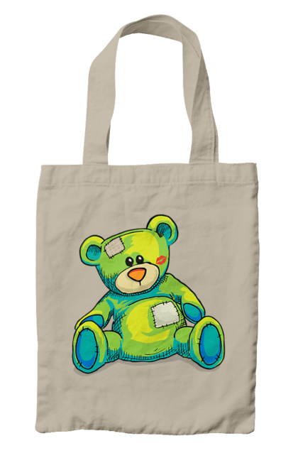 Bag with prints Teddy bear. Animal, bear, gift, kisses, old, patches, teddy, teddy bear, toy, vintage. 2070702