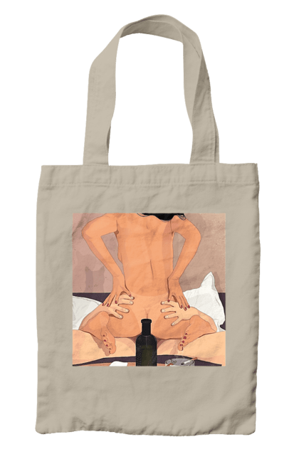 Сумка з принтом "Гола Дівчина, Пляшка І Сигарети". Гола, зверху. 2070702