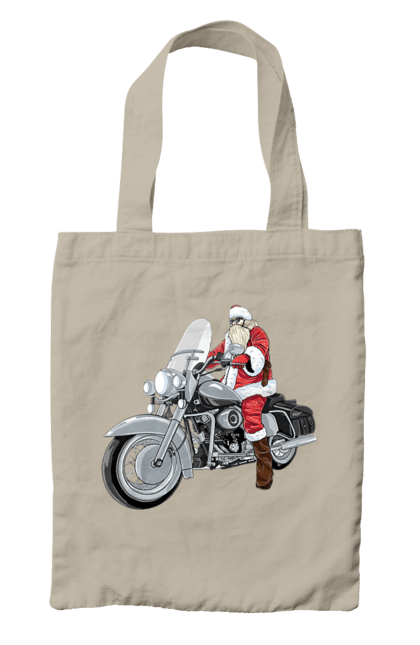 Сумка з принтом "Санта На Мотоциклі". Мотоцикл, новий рік, санта, свято. 2070702