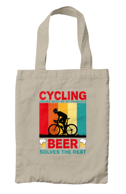 Сумка з принтом "Cycling Beer". Алкоголь, брутальні, велосипед, веселі, для спортсменів, літні, пиво, спорт, чоловічі. 2070702