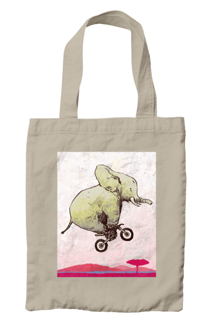 Сумка з принтом "Слон На Мотоциклі". Мотоцикл, політ, слон. 2070702