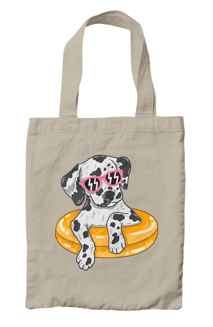 Сумка з принтом "Далматинець Плаває У Колі". Далматинець, окуляри, плавати, собака. 2070702