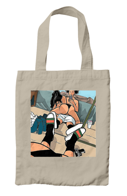 Сумка з принтом "Голе Селфі У Дзеркалі". Жопа, зверху, селфі. 2070702