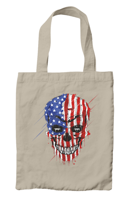 Bag with prints Skull with flag. Bones, eagle, flag, scull, smile, teeth, usa. 2070702