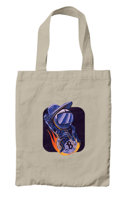 Сумка з принтом "Космо біткоїн". Биткоин, бінарний, біткоїн, біткойн, валюта, гроші, крипто, програміст, хакер. 2070702