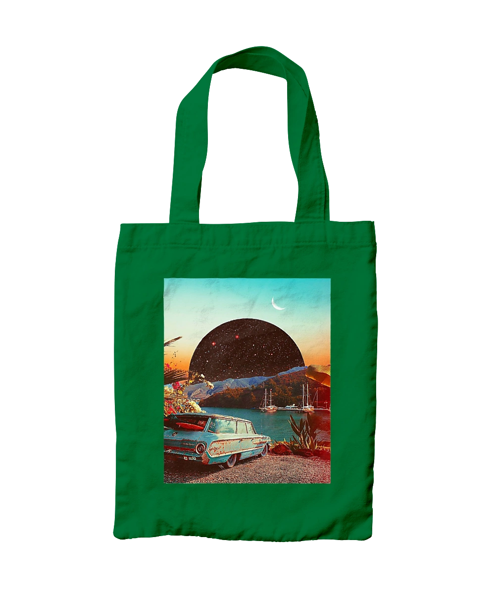 Painting, car by the river