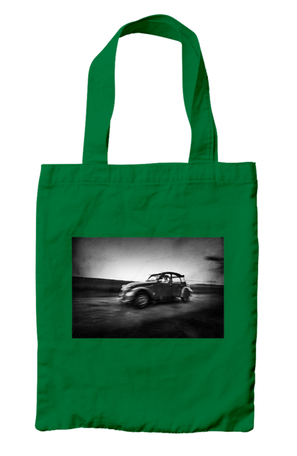 Сумка з принтом "Ретро машина чб". Авто, ретро, ретро машина, чорно біла машина. 2070702