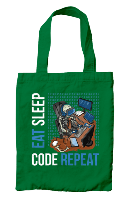 Сумка з принтом "Їж Cпи Кодуй Повторюй". Айті, айтішник, для айтішника, для програміста, їж спи, кодуй повторюй, подарунок айтішнику, подарунок програмісту, програміст, розробник. 2070702