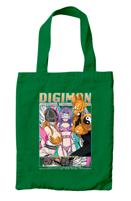 Bag with prints Digimon. Bandai, digimon, digital monsters, media franchise, virtual pets. 2070702