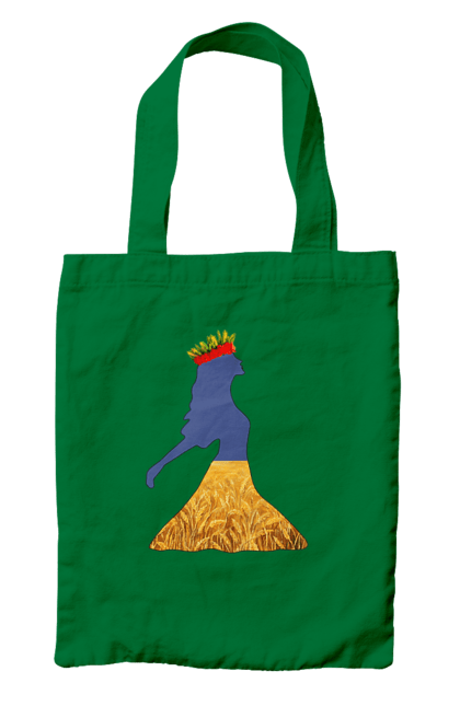 Сумка з принтом "Україна". Вінок, дівчина, дівчинка, жовтий синій, жовто-блакитне, маки, національні кольори, небо, пшеничне поле. 2070702