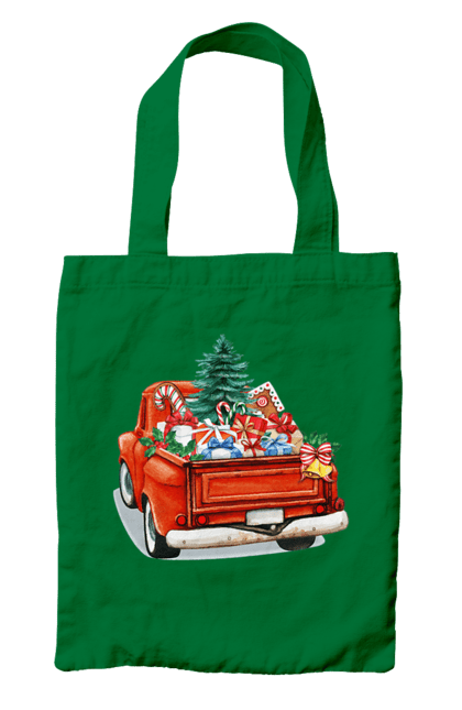 Сумка з принтом "Авто з подарунками". Автомобіль, новий рік, подарунки, різдво, санта, ялинка. 2070702